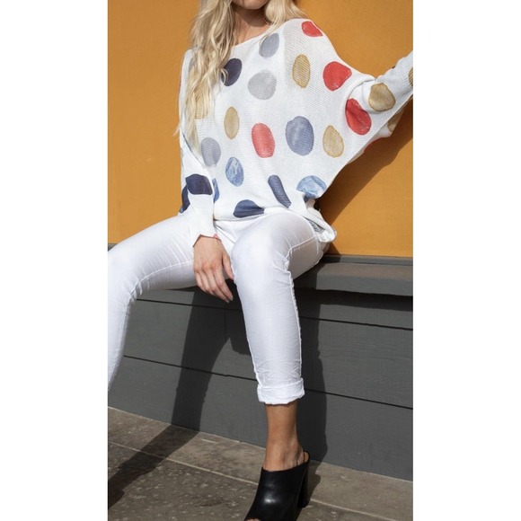 Gigi Moda Donatella Dot Sweater Top Made In Italy 3/4 Sleeves Estimated M L - Picture 1 of 14